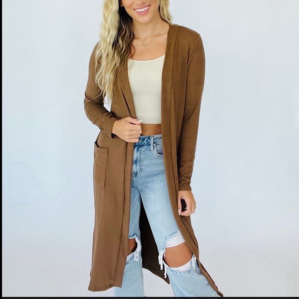 ☃️BOGO50%☃️ 🆕🤎STYLIVE: BROWN Open Front Long Cardigan MEDIUM